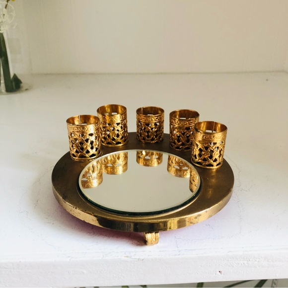 Vintage > MCM Regency Gold Ormolu Lipstick Vanity Stand Holder w/ Mirror